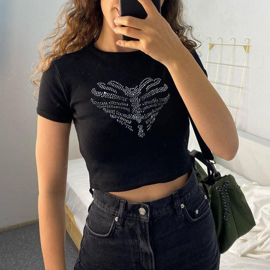 Lina - Damen-Crop-Top mit außergewöhnlichem Skelett-Design