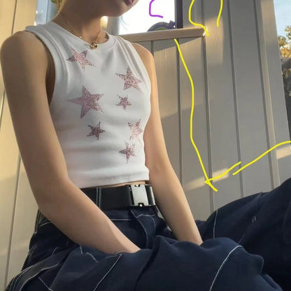 Emilia - Damen-Crop-Top mit glitzerndem Sternenmuster