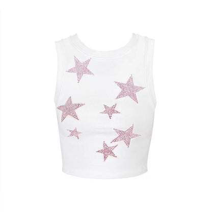 Emilia - Damen-Crop-Top mit glitzerndem Sternenmuster